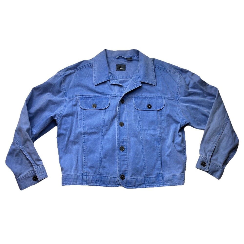 Liz Wear Vintage 90s Denim Crop Jacket Women’s Large Blue Cotton Shirt Jacket L